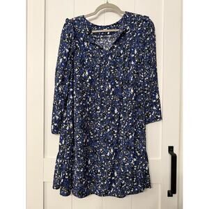 Zara Floral Mini Dress, navy blue, black, and white abstract floral print sz Sm